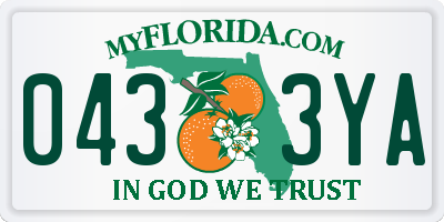 FL license plate 0433YA
