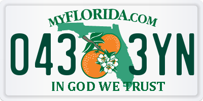 FL license plate 0433YN