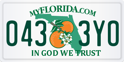 FL license plate 0433YO