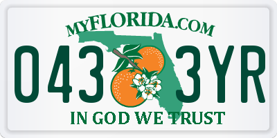 FL license plate 0433YR