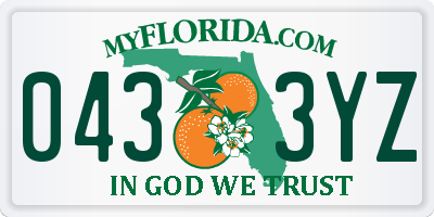 FL license plate 0433YZ