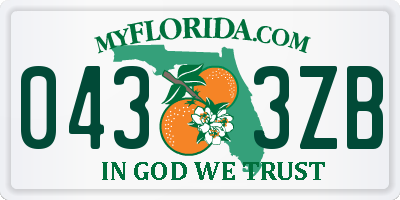 FL license plate 0433ZB