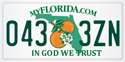 FL license plate 0433ZN