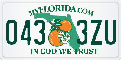 FL license plate 0433ZU