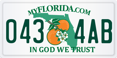 FL license plate 0434AB