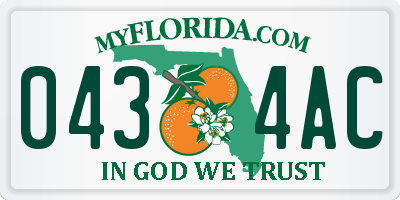 FL license plate 0434AC