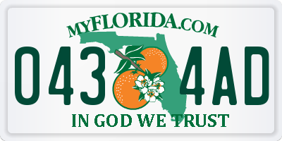 FL license plate 0434AD
