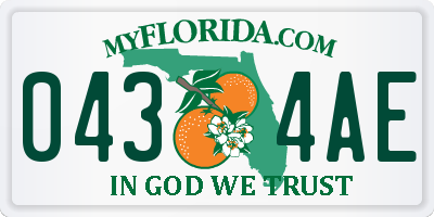 FL license plate 0434AE