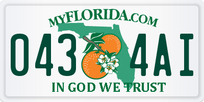 FL license plate 0434AI