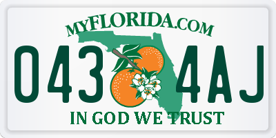 FL license plate 0434AJ