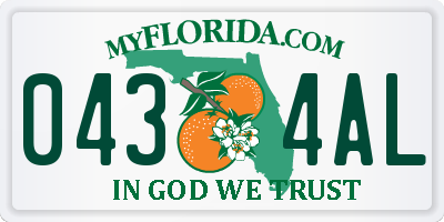 FL license plate 0434AL