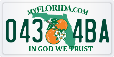 FL license plate 0434BA