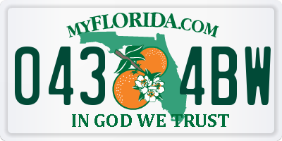 FL license plate 0434BW