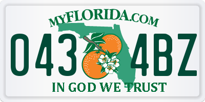 FL license plate 0434BZ