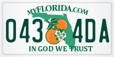 FL license plate 0434DA