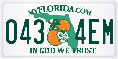 FL license plate 0434EM
