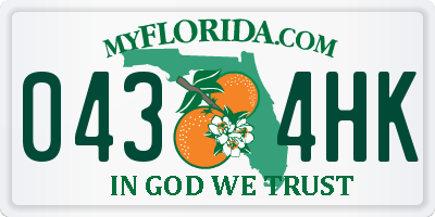 FL license plate 0434HK
