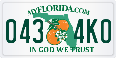 FL license plate 0434KO