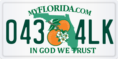FL license plate 0434LK