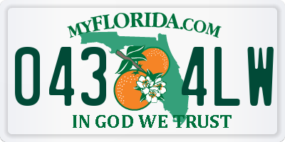 FL license plate 0434LW