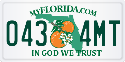 FL license plate 0434MT