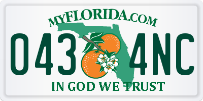 FL license plate 0434NC