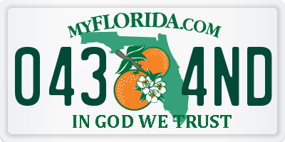 FL license plate 0434ND
