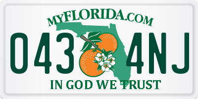 FL license plate 0434NJ