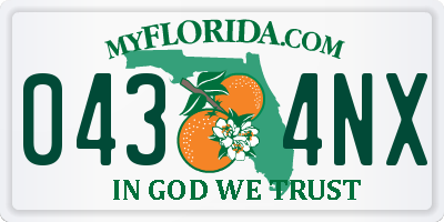 FL license plate 0434NX