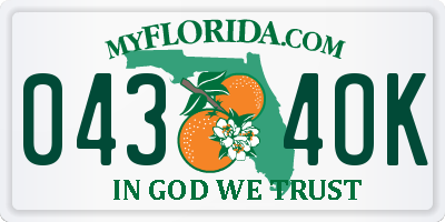 FL license plate 0434OK