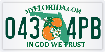 FL license plate 0434PB