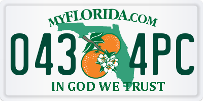 FL license plate 0434PC