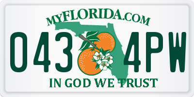 FL license plate 0434PW