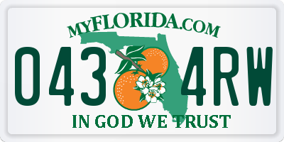 FL license plate 0434RW
