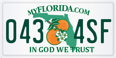 FL license plate 0434SF
