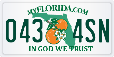 FL license plate 0434SN