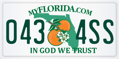 FL license plate 0434SS