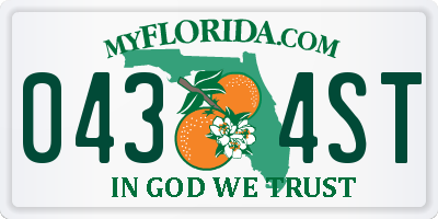 FL license plate 0434ST