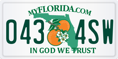 FL license plate 0434SW
