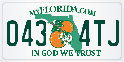 FL license plate 0434TJ