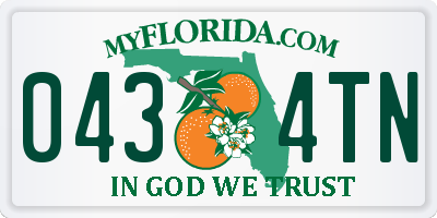 FL license plate 0434TN