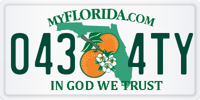 FL license plate 0434TY
