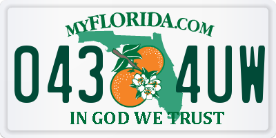 FL license plate 0434UW