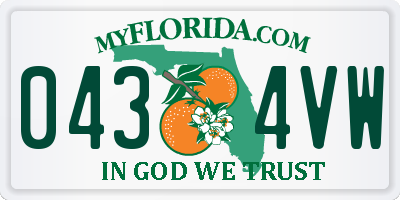 FL license plate 0434VW