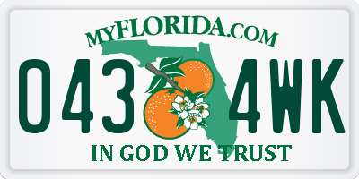 FL license plate 0434WK