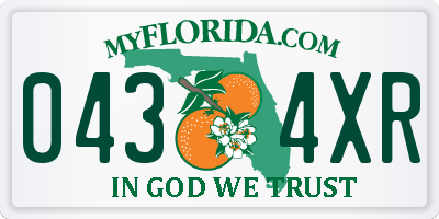 FL license plate 0434XR
