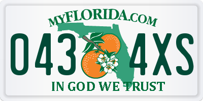 FL license plate 0434XS