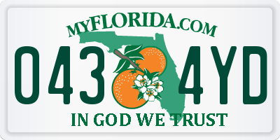 FL license plate 0434YD