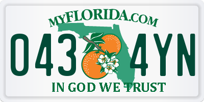 FL license plate 0434YN