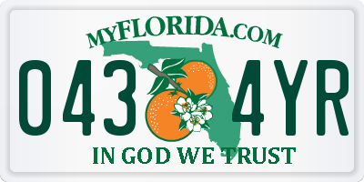 FL license plate 0434YR